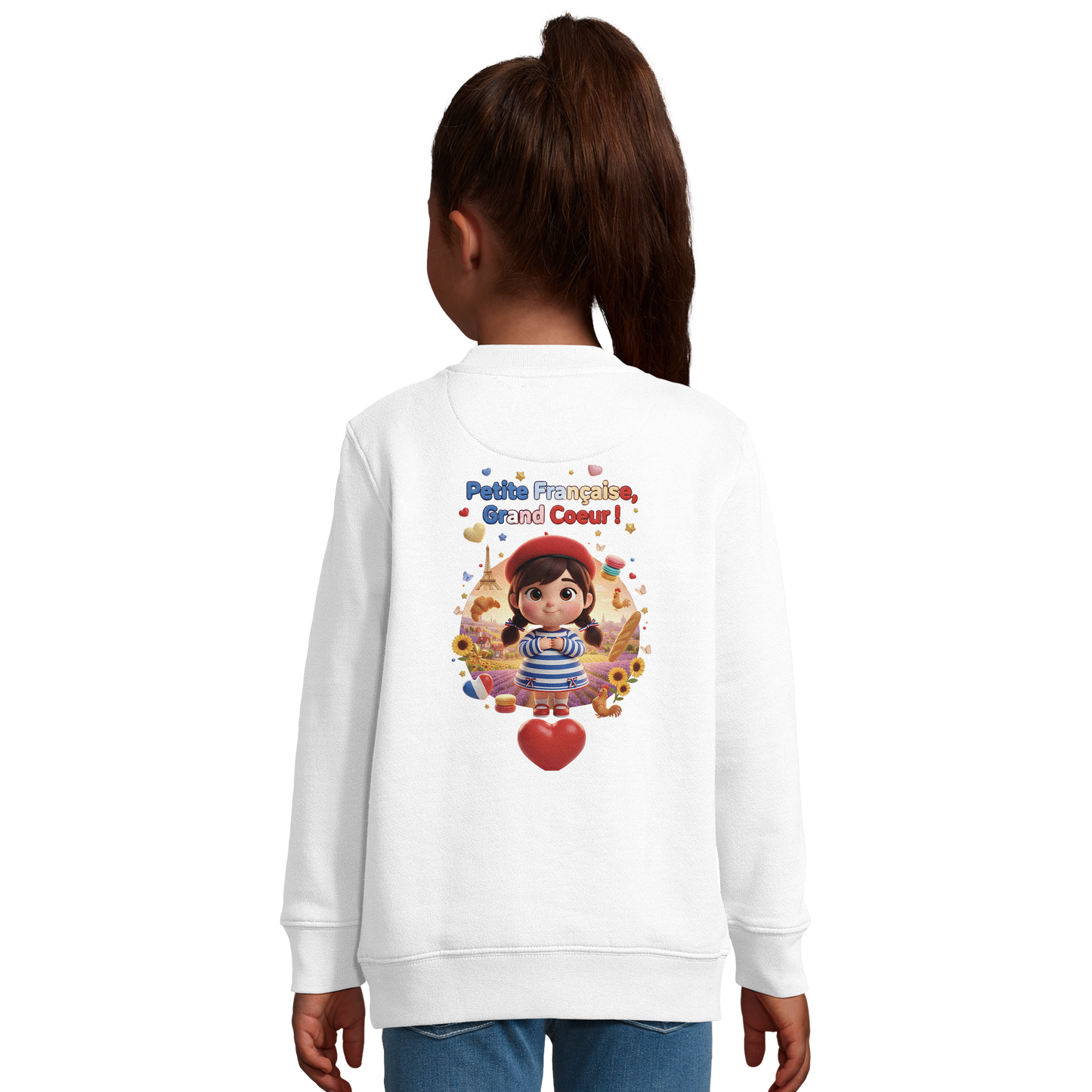 Sweat-shirt fille "Petites Françaises au Grand Cœur" – Confort Éco-Responsable