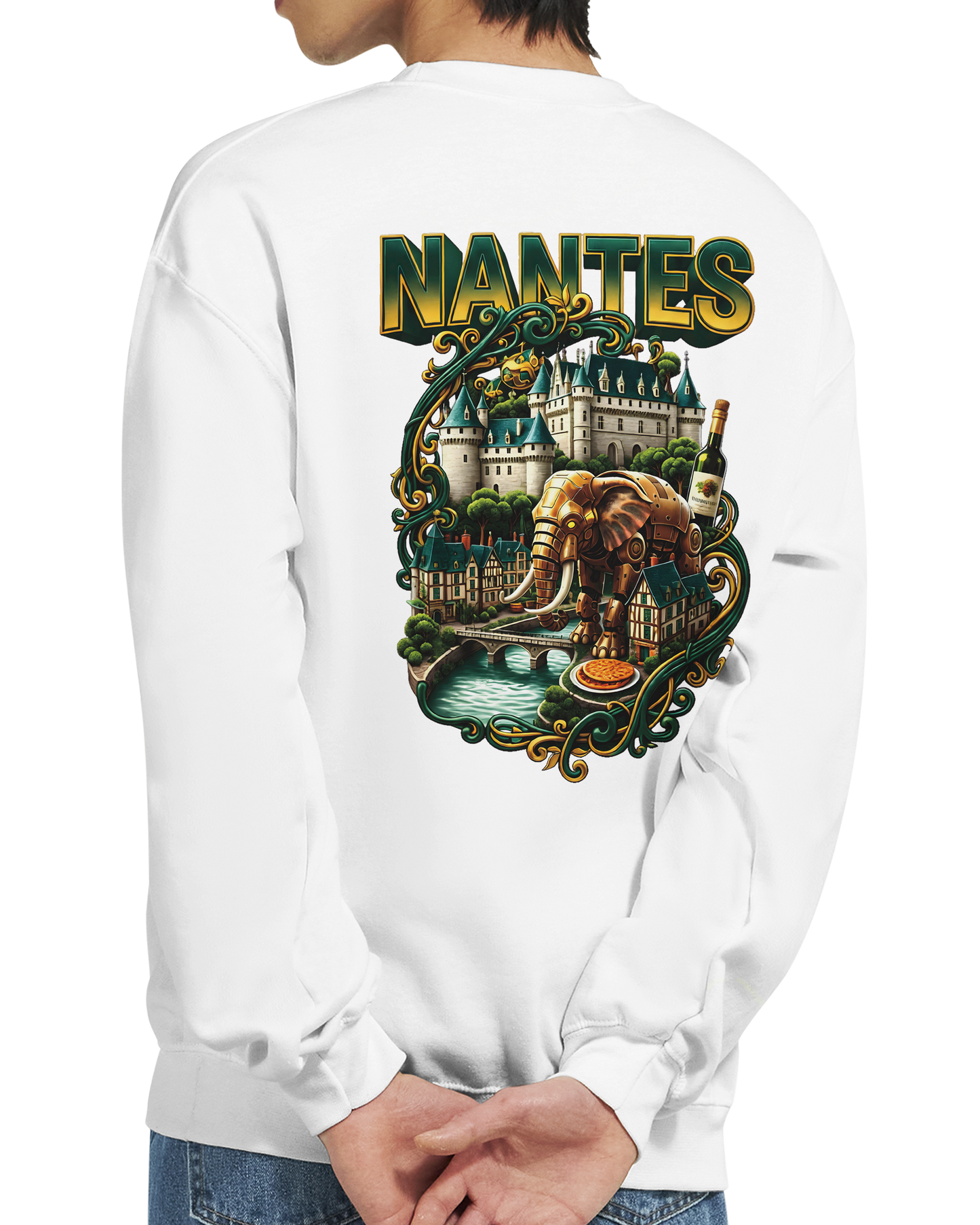 Unisex-Sweatshirt Nantes Stadt Frankreich klassisch Rundhals | Gildan® 18000