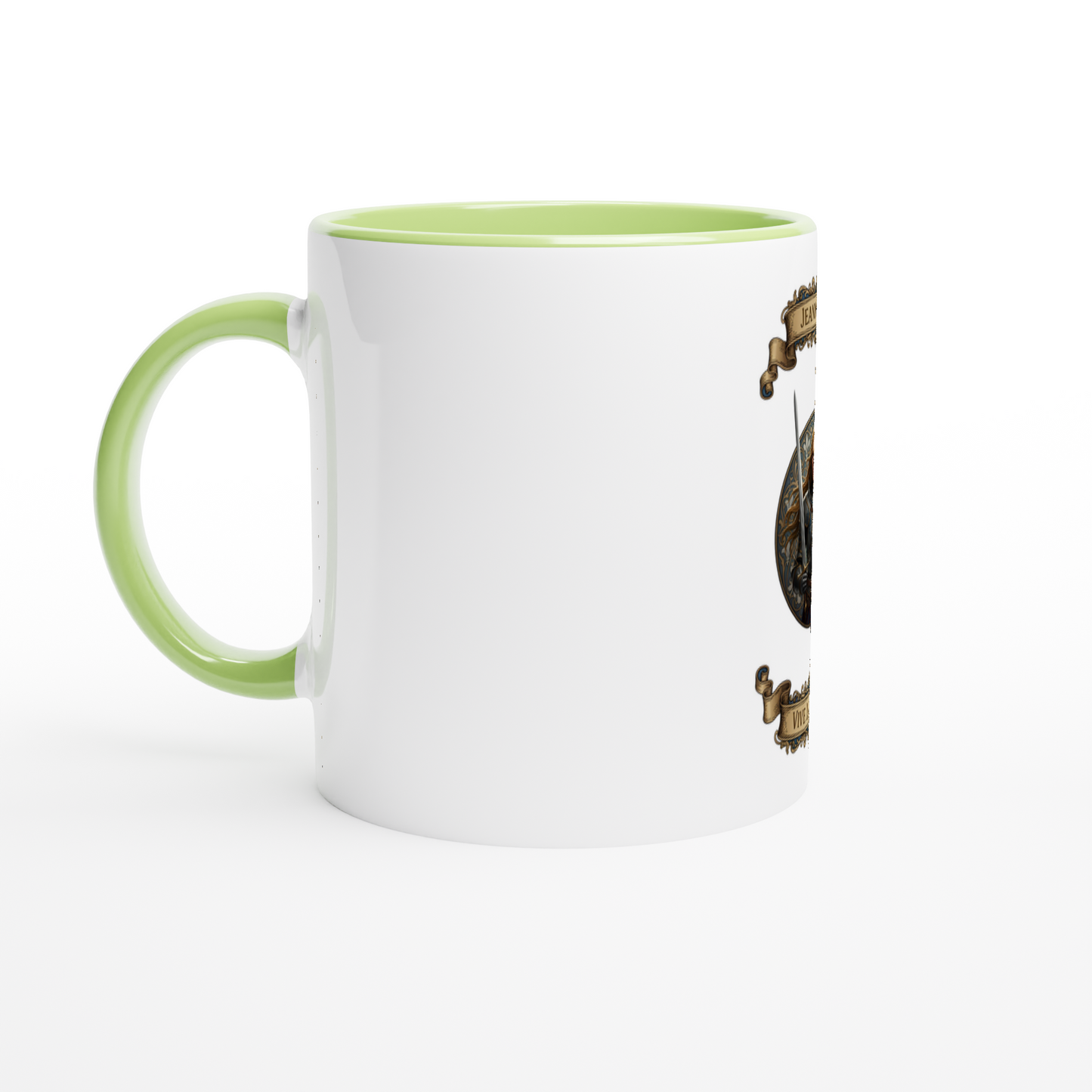 Joan of Arc 325 ml (11 oz) white ceramic mug with colored interior