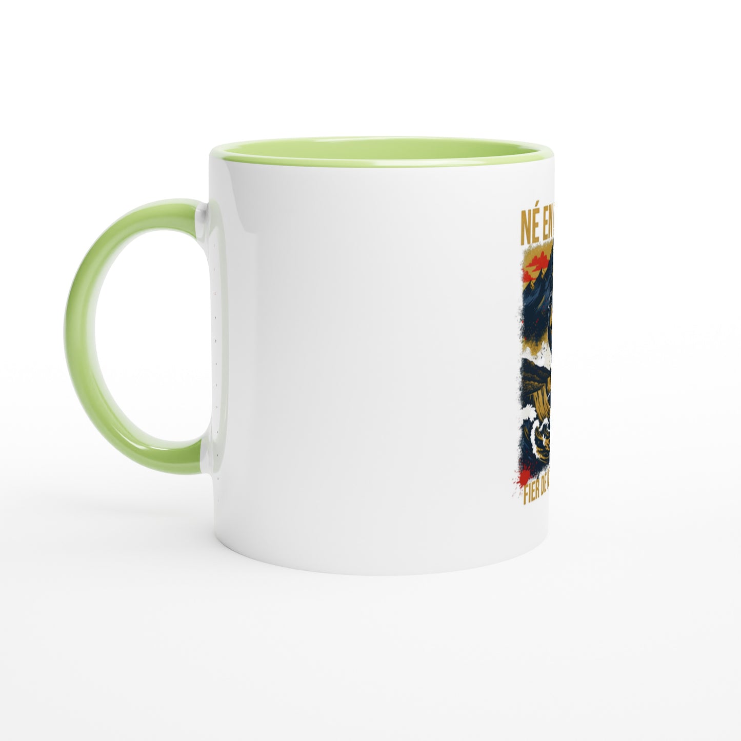 Mug en céramique  né en France  blanche  325 ml (11 oz) avec intérieur coloré