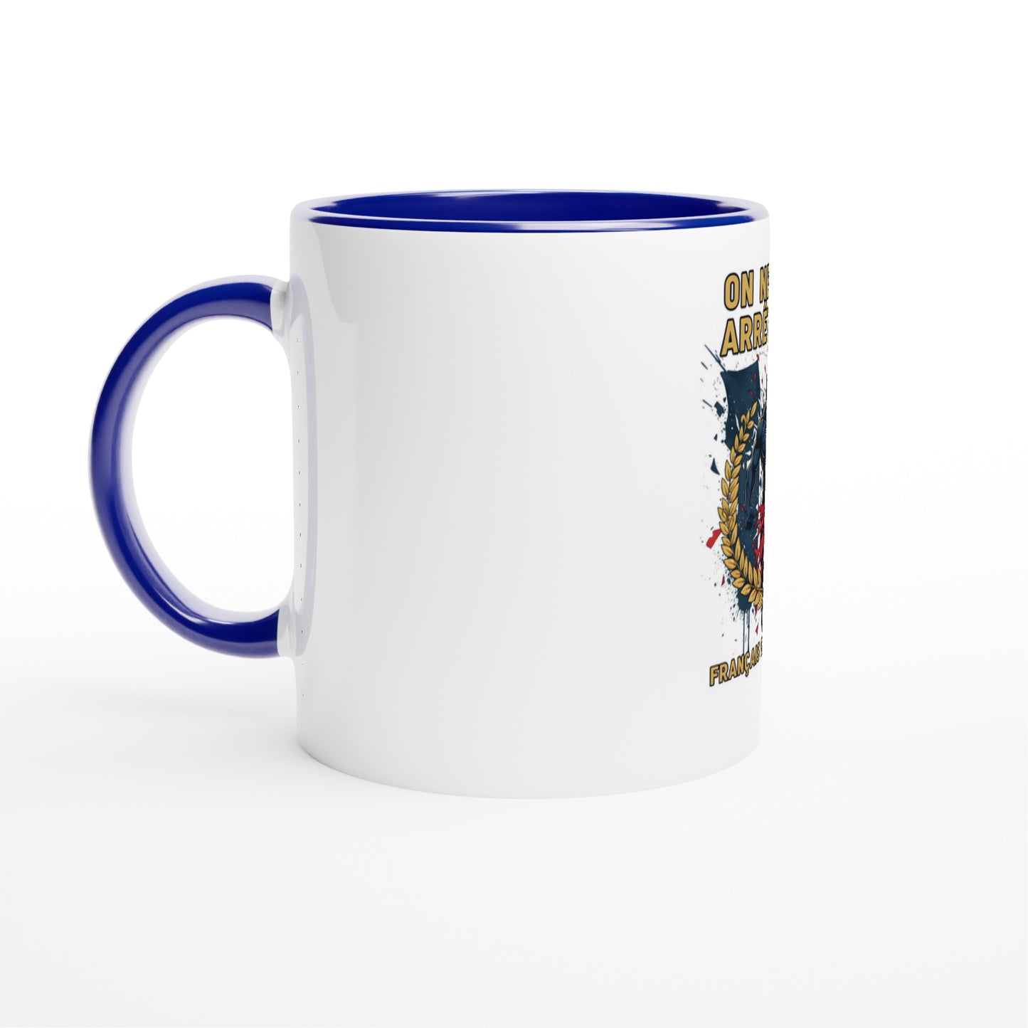 Mug en céramique on nous arrête pas  blanche 325 ml (11 oz) avec intérieur coloré