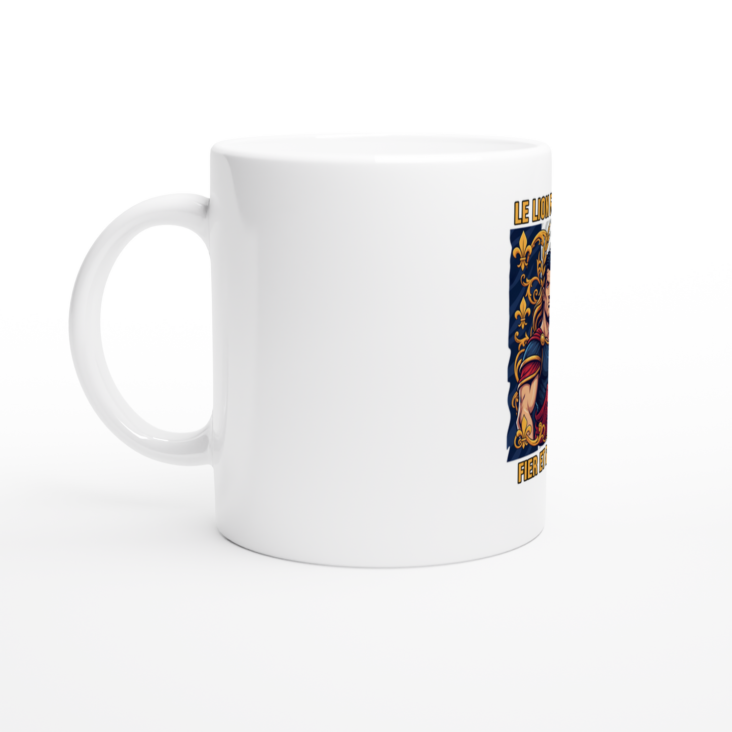 Keramikbecher mit Löwenmotiv „stark“, 325 ml (11 oz)