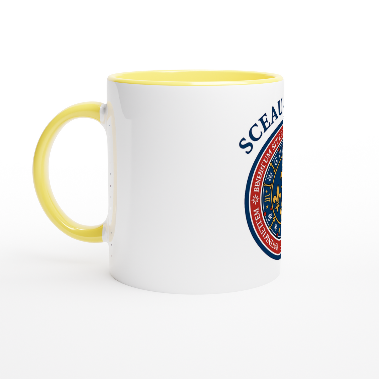 Keramiktasse „Das Siegel des Königs“ weiß, 325 ml (11 oz) mit farbiger Innenseite