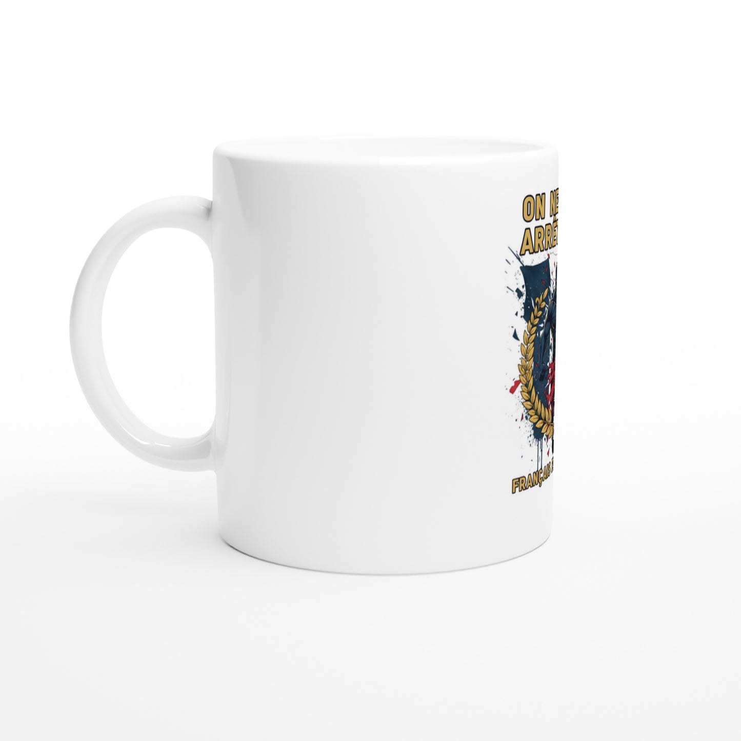 Mug en céramique on nous arrête pas  blanche 325 ml (11 oz) avec intérieur coloré