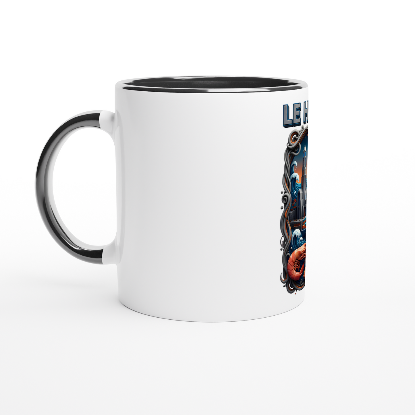 Mug en céramique blanche le Havre ville de France 325 ml (11 oz) avec intérieur coloré