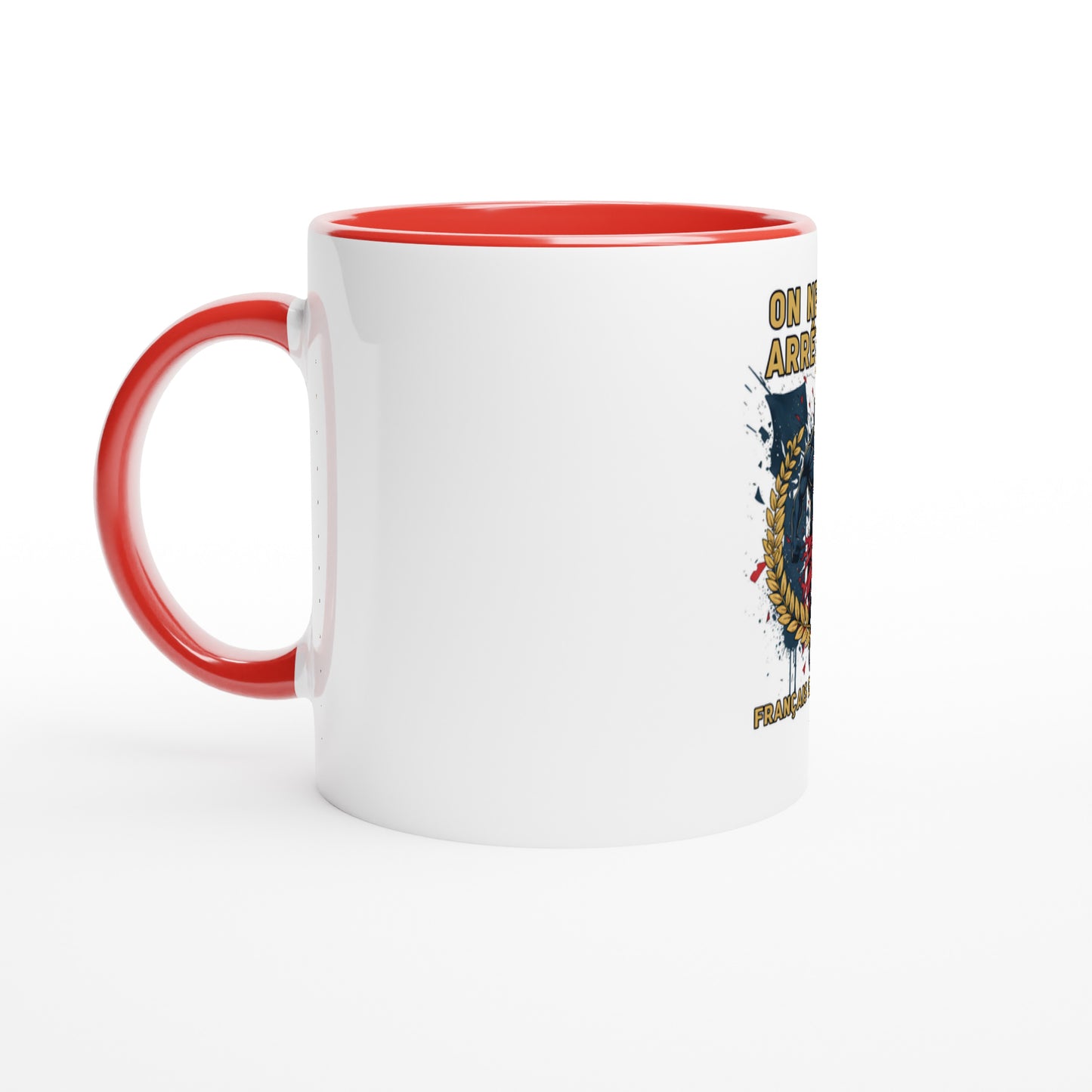 Mug en céramique on nous arrête pas  blanche 325 ml (11 oz) avec intérieur coloré