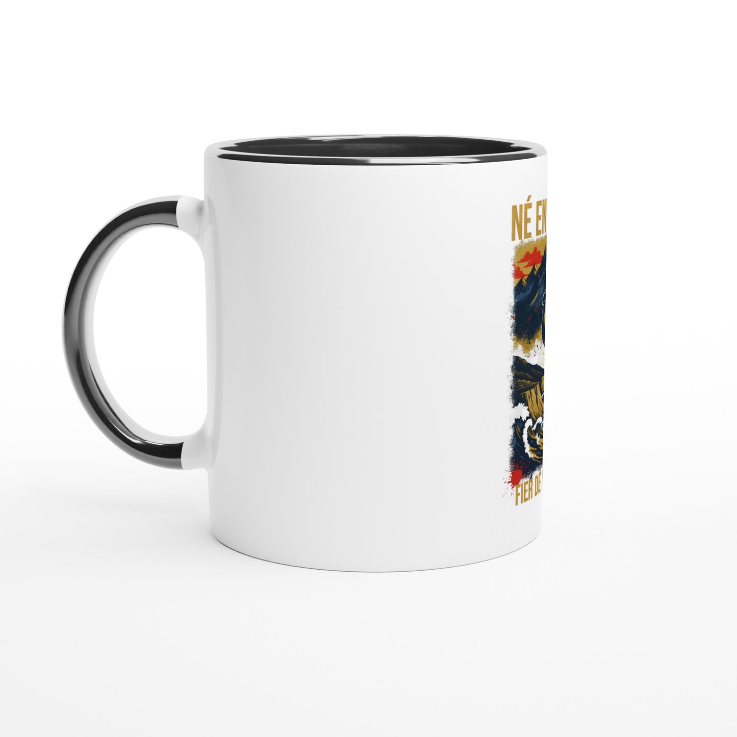 Mug en céramique  né en France  blanche  325 ml (11 oz) avec intérieur coloré
