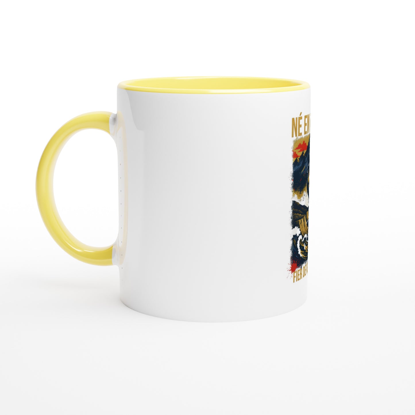 Mug en céramique  né en France  blanche  325 ml (11 oz) avec intérieur coloré