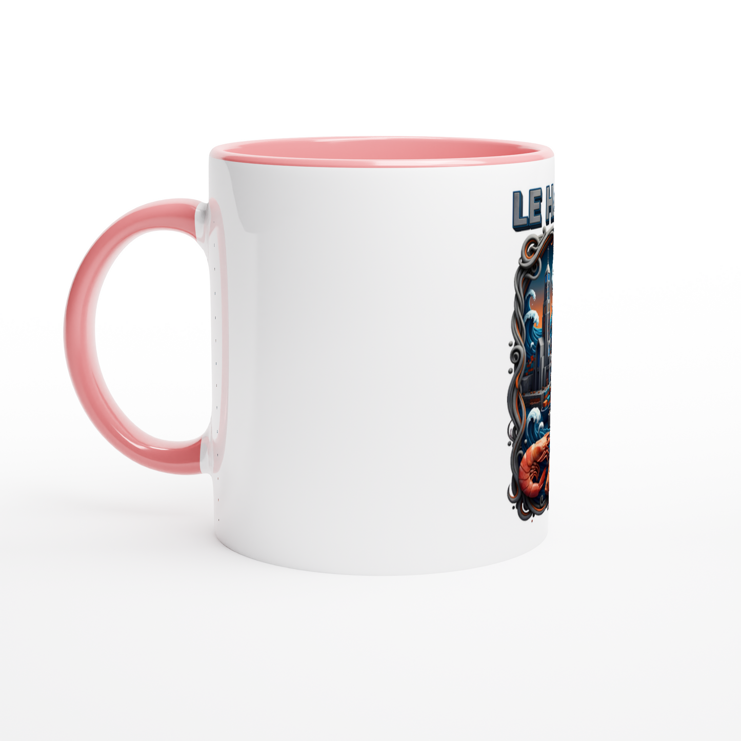 Mug en céramique blanche le Havre ville de France 325 ml (11 oz) avec intérieur coloré