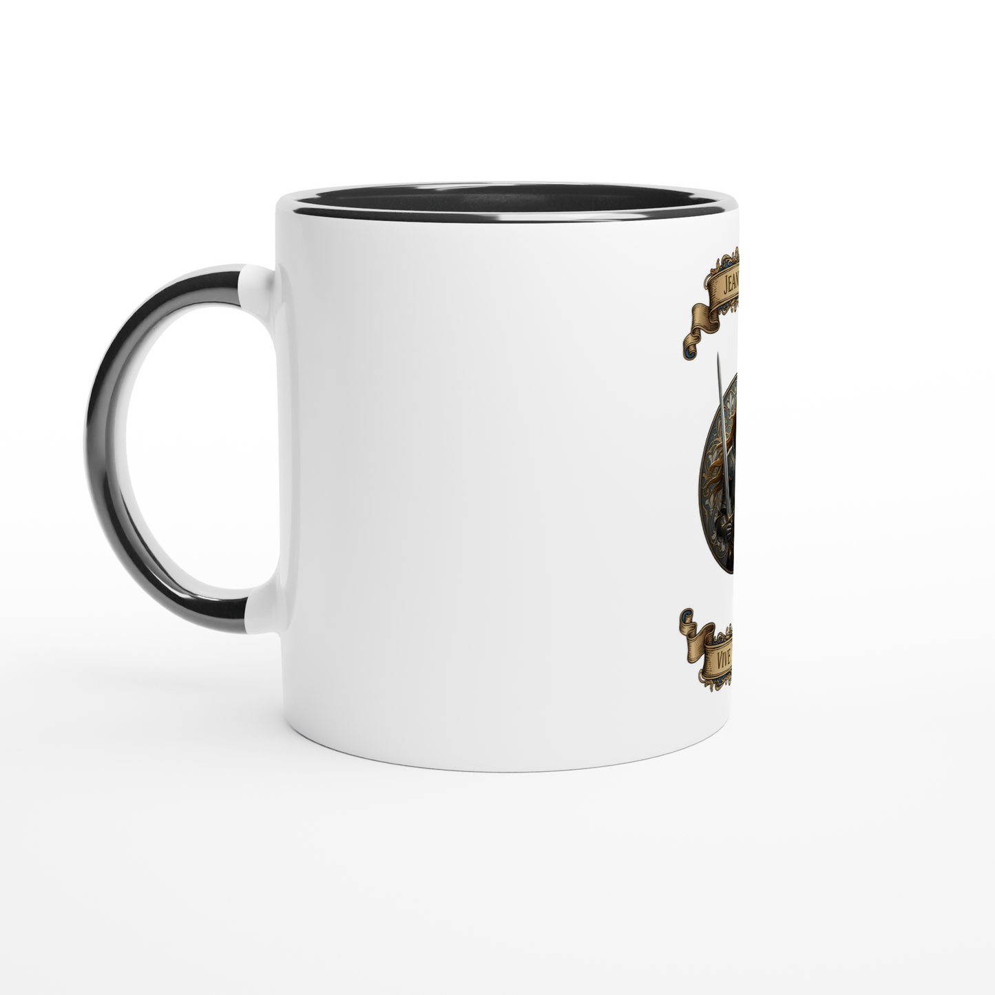Joan of Arc 325 ml (11 oz) white ceramic mug with colored interior