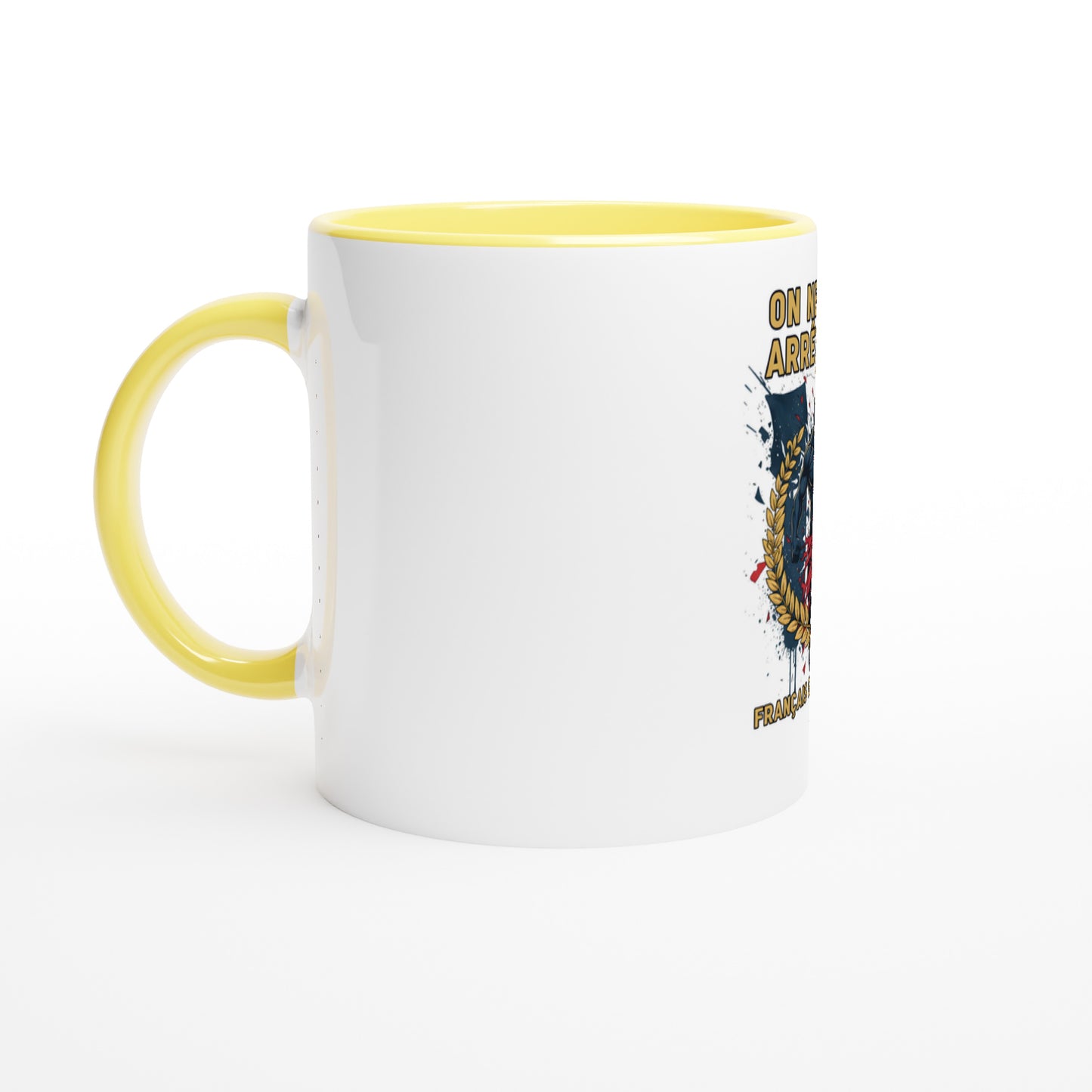 Mug en céramique on nous arrête pas  blanche 325 ml (11 oz) avec intérieur coloré