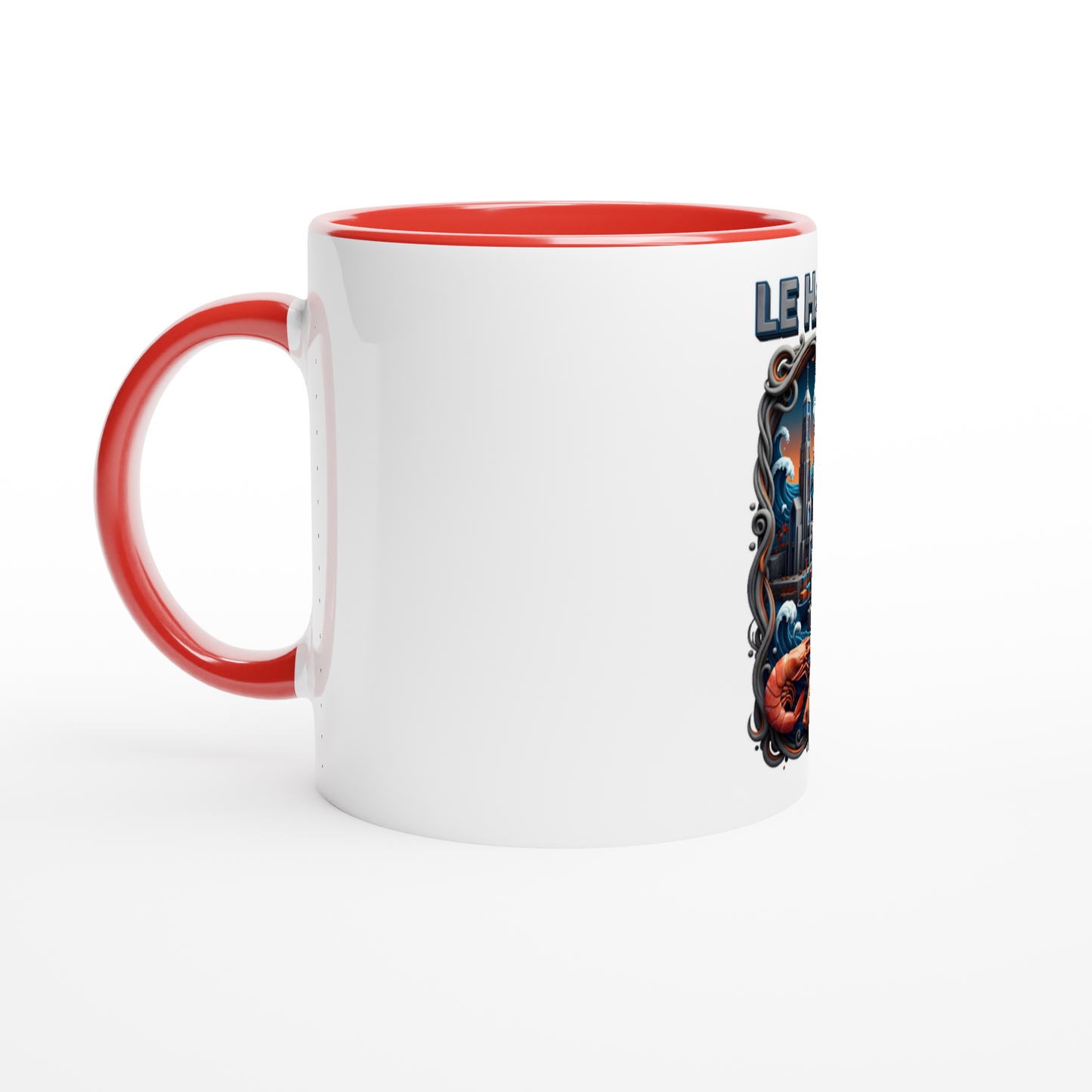 Mug en céramique blanche le Havre ville de France 325 ml (11 oz) avec intérieur coloré