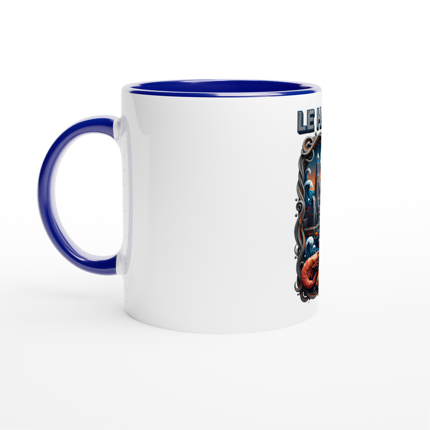 Mug en céramique blanche le Havre ville de France 325 ml (11 oz) avec intérieur coloré