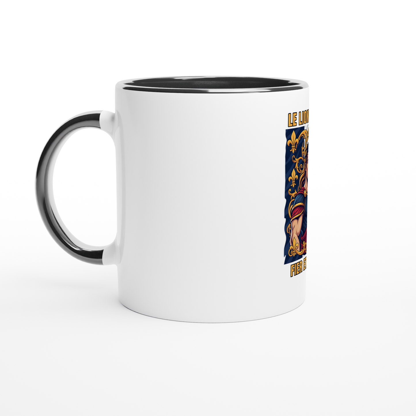 Keramikbecher mit Löwenmotiv „stark“, 325 ml (11 oz)
