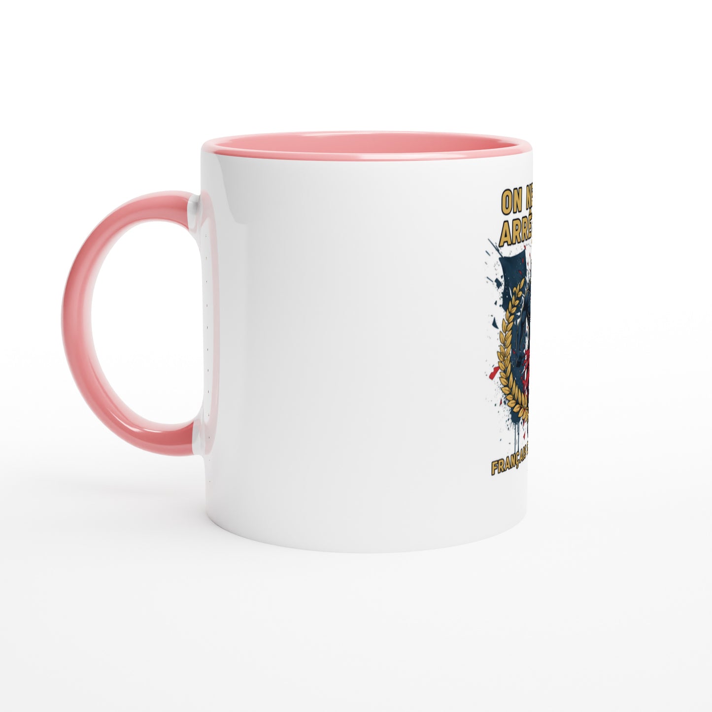 Mug en céramique on nous arrête pas  blanche 325 ml (11 oz) avec intérieur coloré