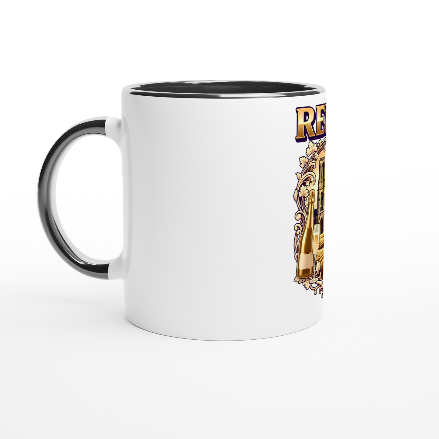 Mug en céramique Reims ville de France blanche 325 ml (11 oz) avec intérieur coloré