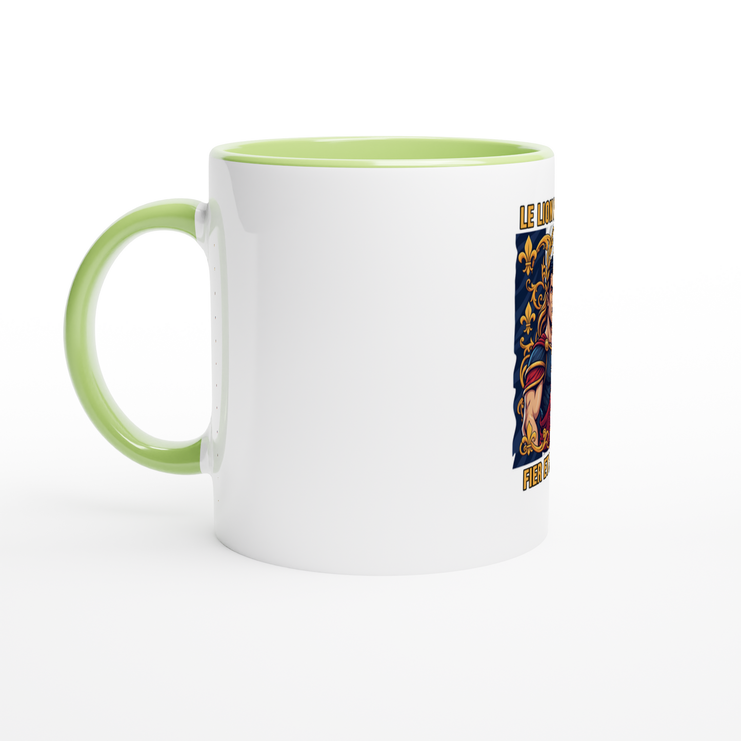 Keramikbecher mit Löwenmotiv „stark“, 325 ml (11 oz)