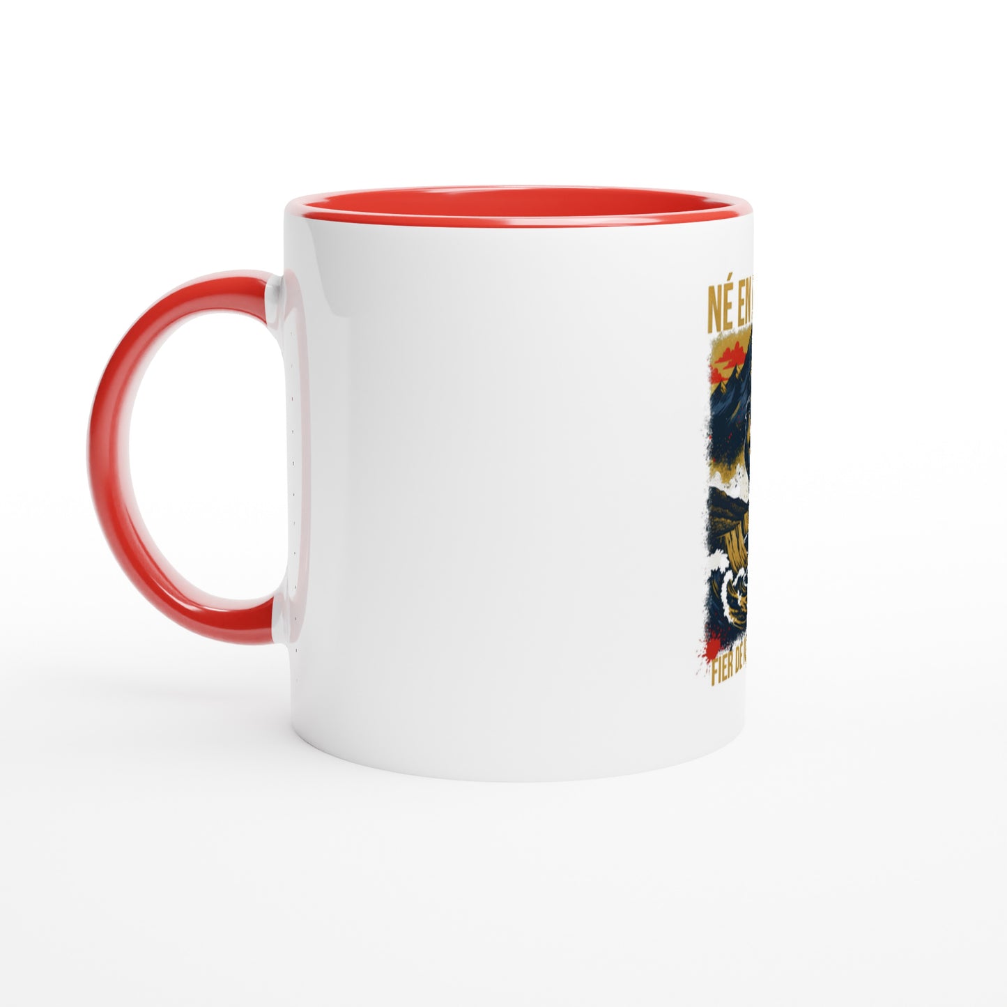 Mug en céramique  né en France  blanche  325 ml (11 oz) avec intérieur coloré
