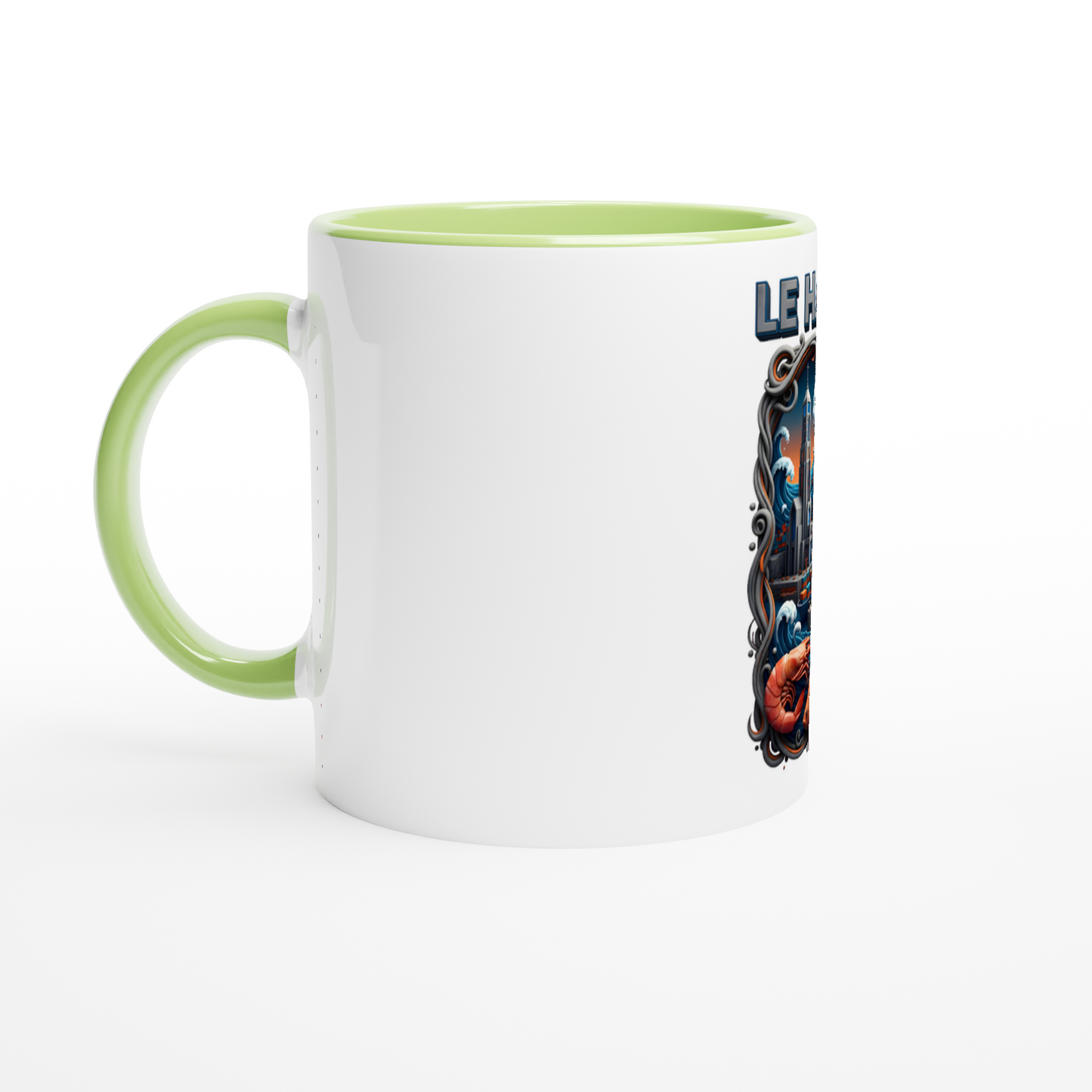 Mug en céramique blanche le Havre ville de France 325 ml (11 oz) avec intérieur coloré