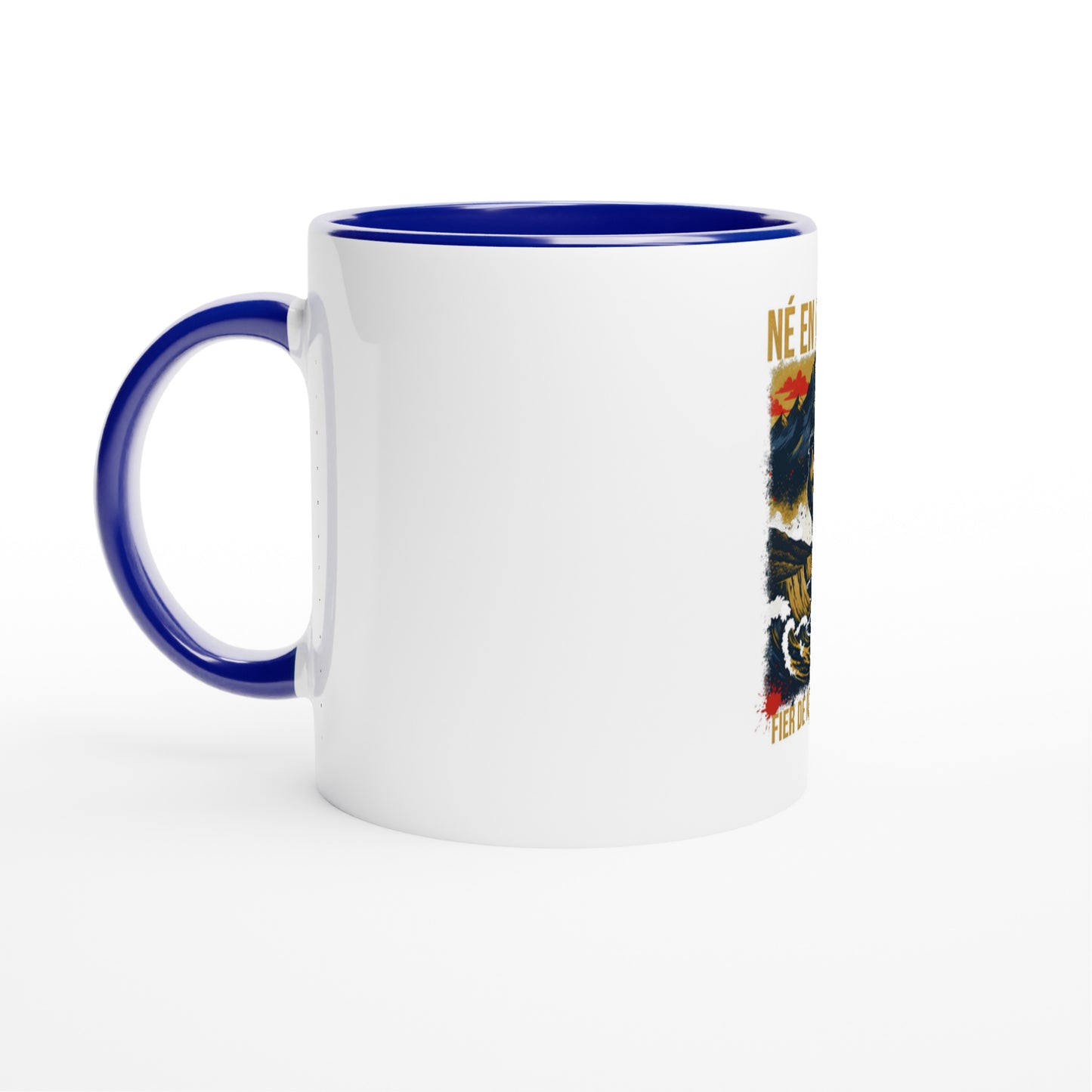 Mug en céramique  né en France  blanche  325 ml (11 oz) avec intérieur coloré