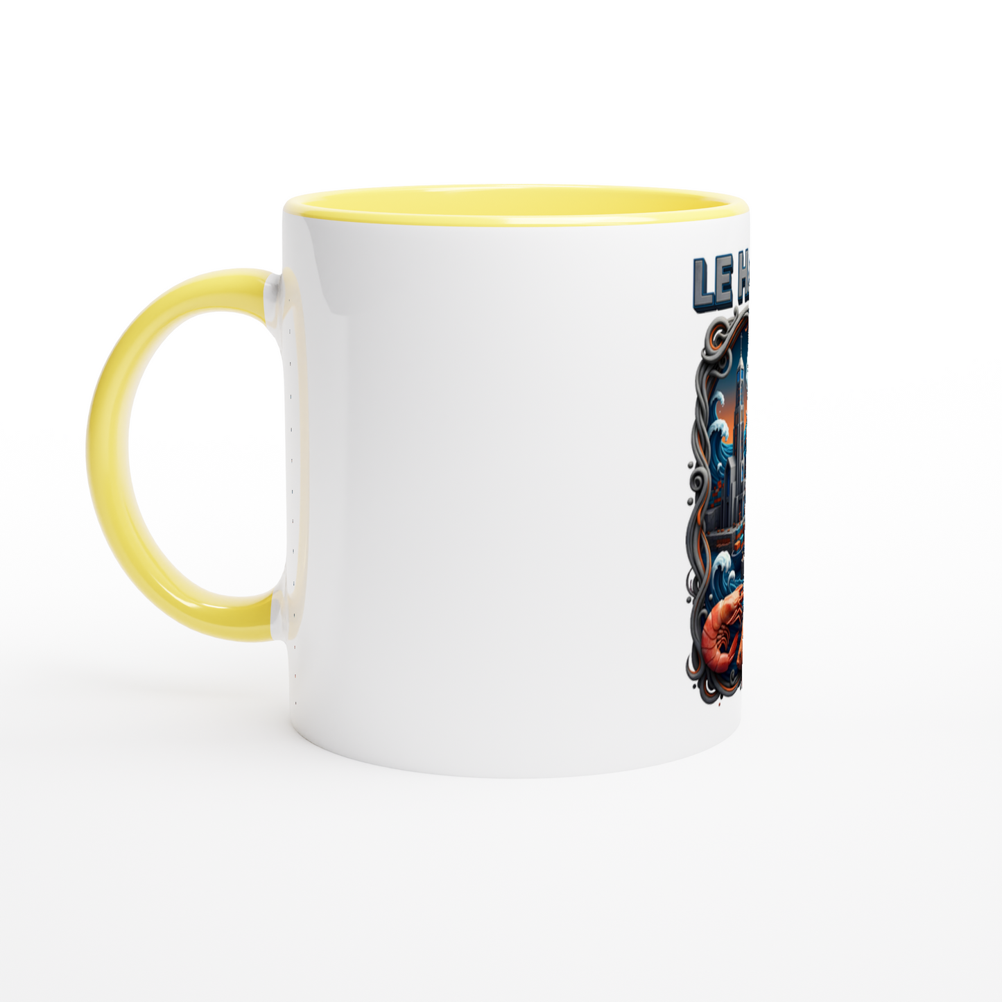 Mug en céramique blanche le Havre ville de France 325 ml (11 oz) avec intérieur coloré