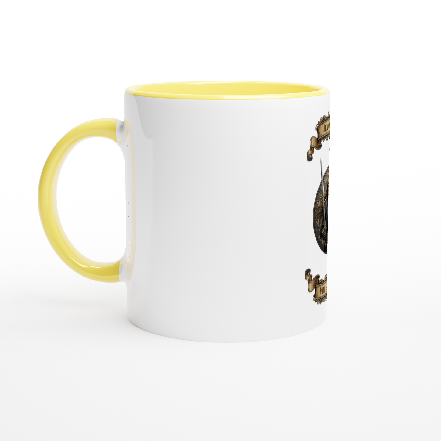 Joan of Arc 325 ml (11 oz) white ceramic mug with colored interior
