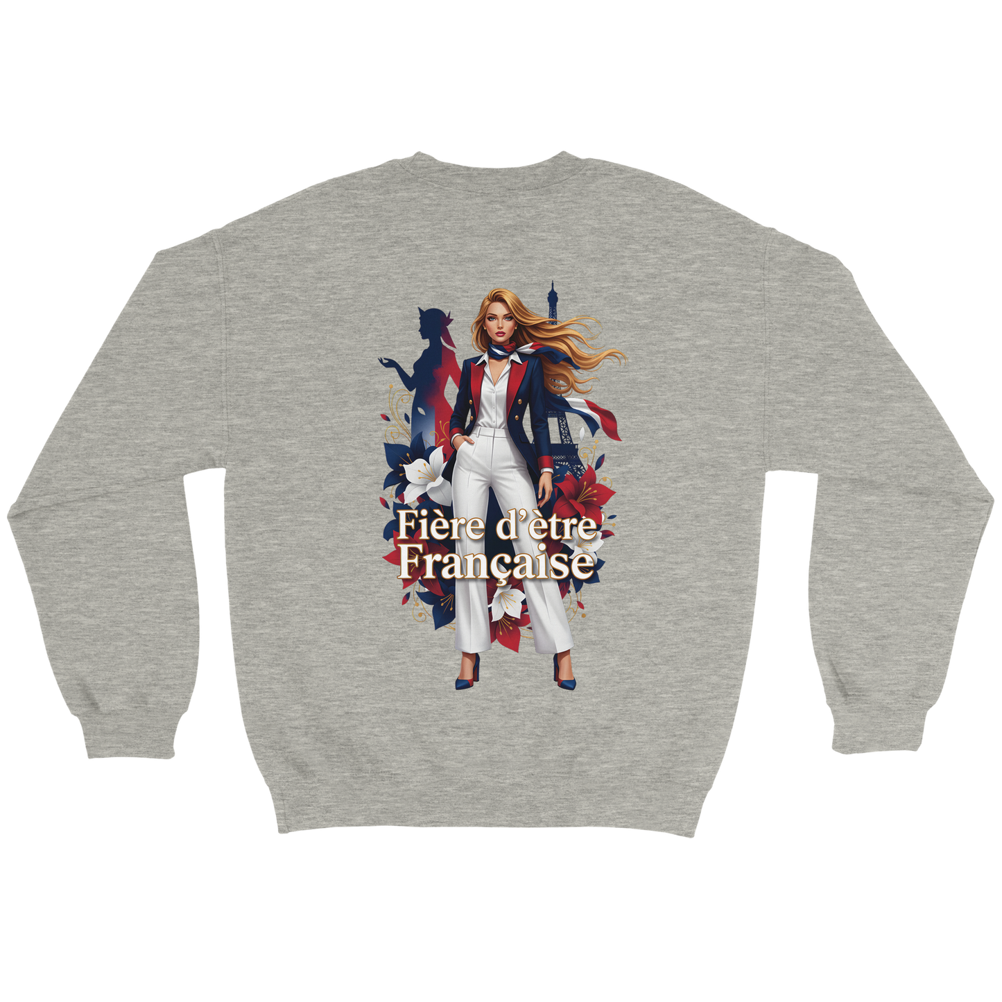 Sweat-shirt femme fière d'être française  Classique Léger et Confortable pour le Printemps