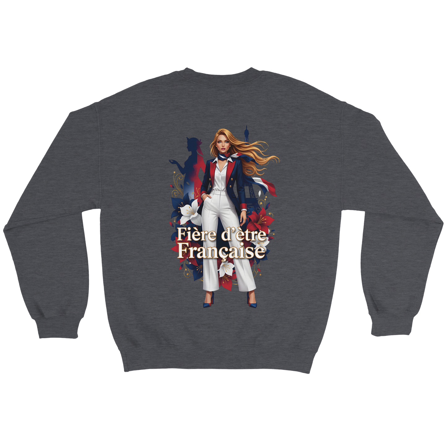 Sweat-shirt femme fière d'être française  Classique Léger et Confortable pour le Printemps
