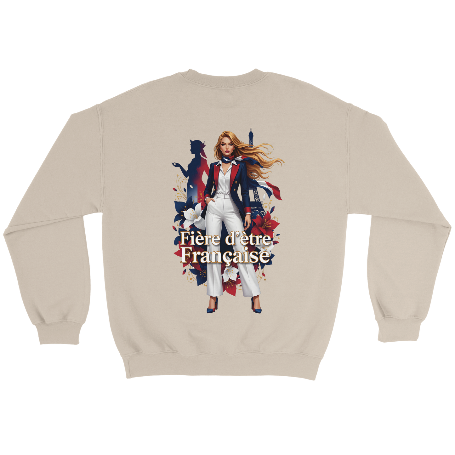 Sweat-shirt femme fière d'être française  Classique Léger et Confortable pour le Printemps