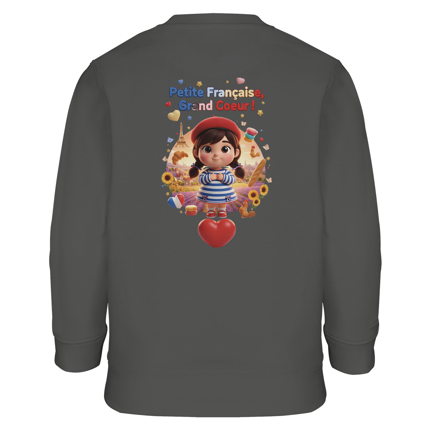Sweat-shirt fille "Petites Françaises au Grand Cœur" – Confort Éco-Responsable