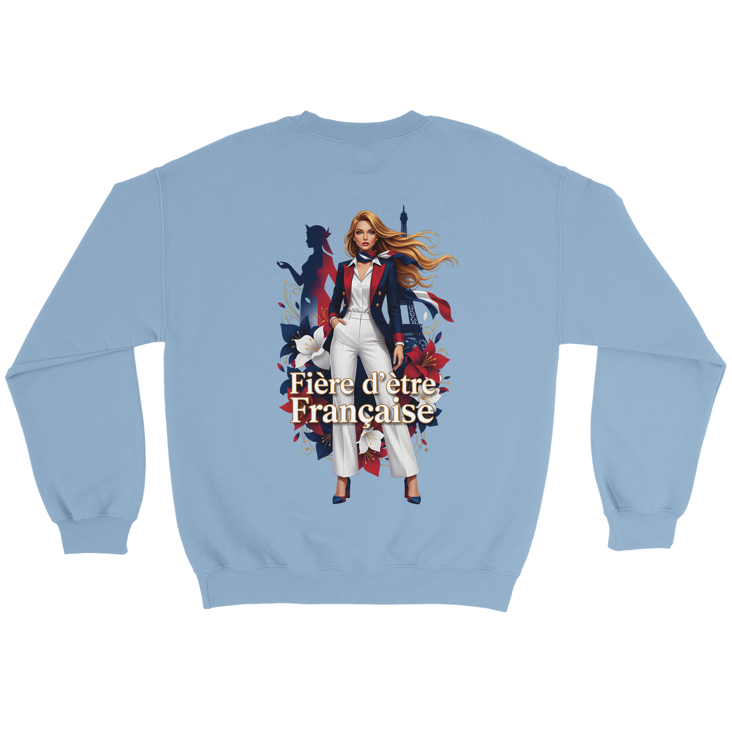 Sweat-shirt femme fière d'être française  Classique Léger et Confortable pour le Printemps