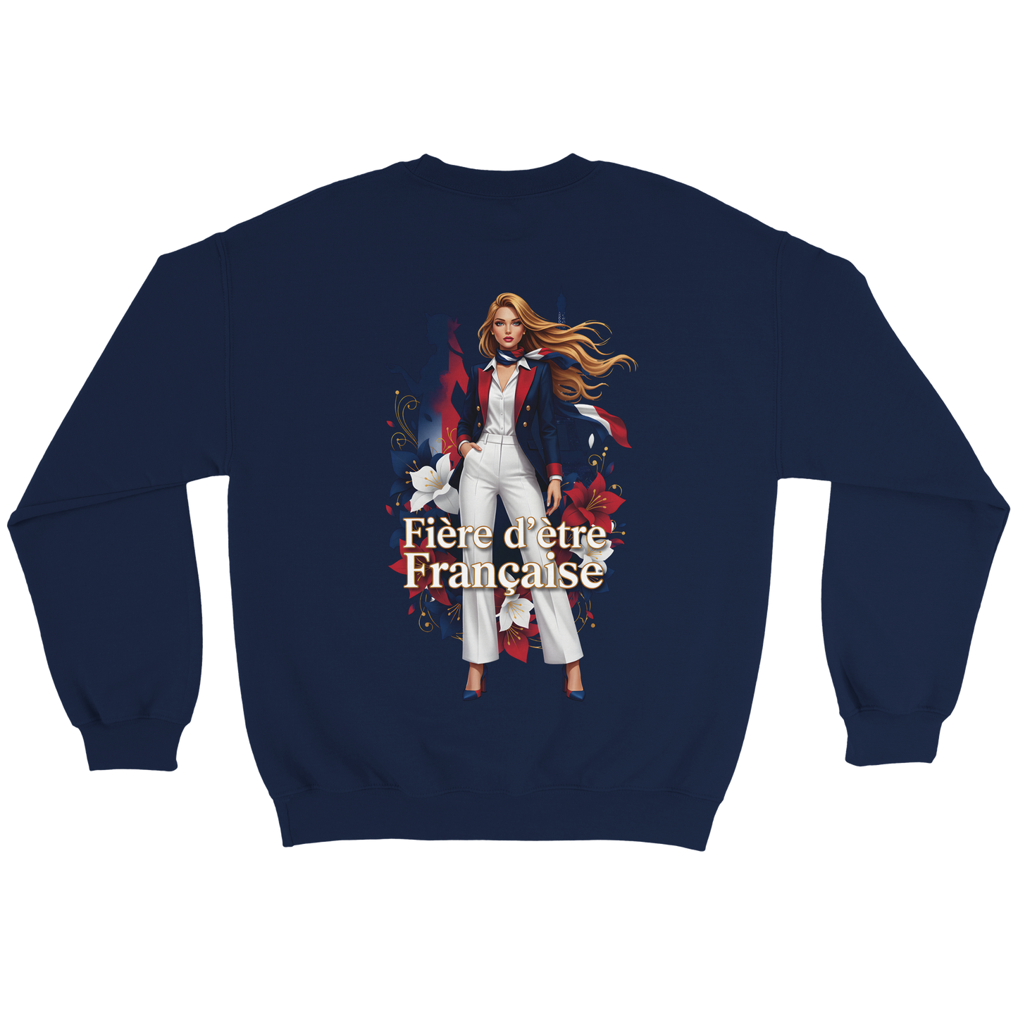 Sweat-shirt femme fière d'être française  Classique Léger et Confortable pour le Printemps