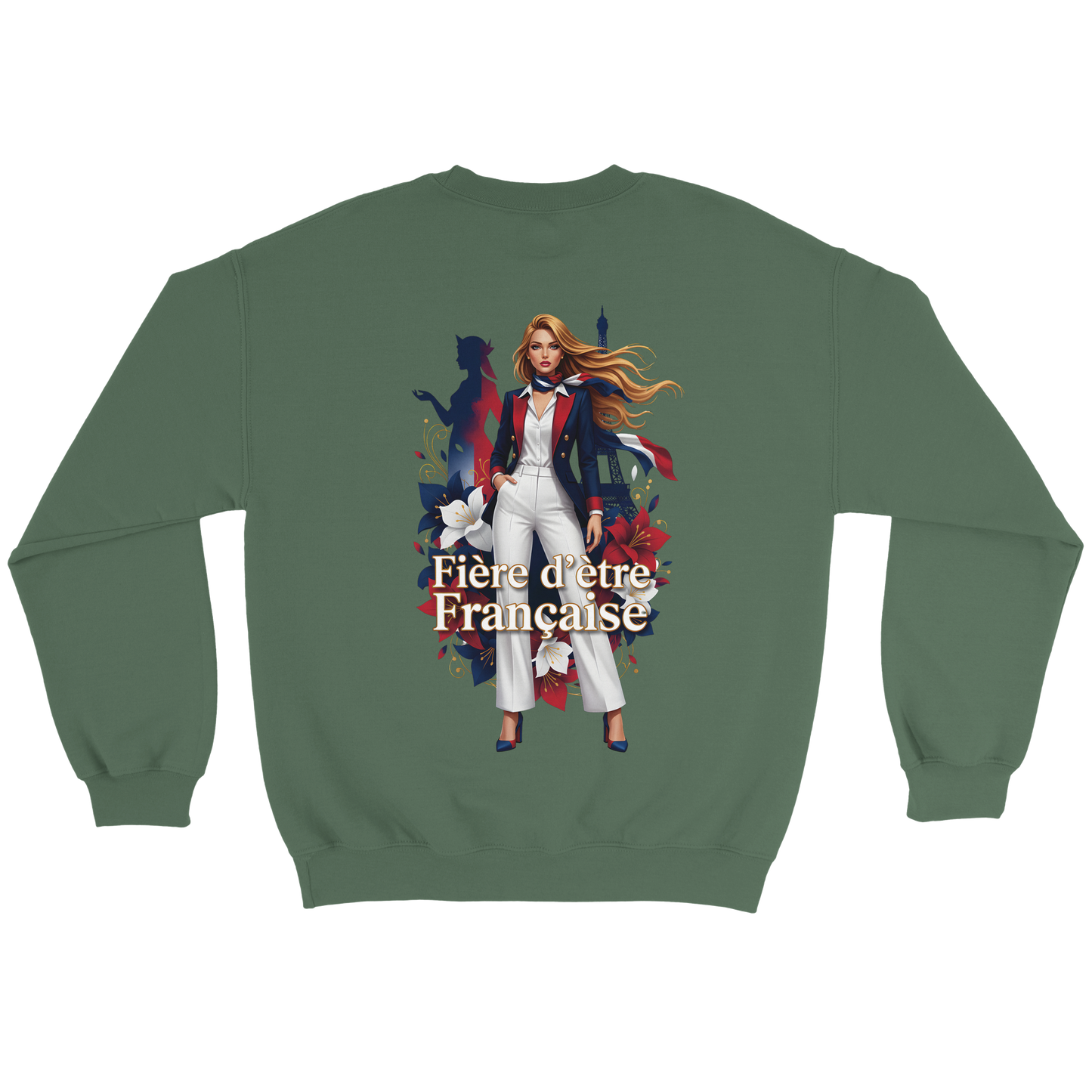 Sweat-shirt femme fière d'être française  Classique Léger et Confortable pour le Printemps