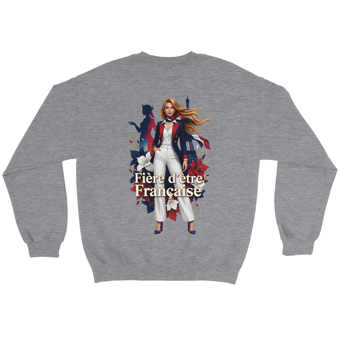 Sweat-shirt femme fière d'être française  Classique Léger et Confortable pour le Printemps