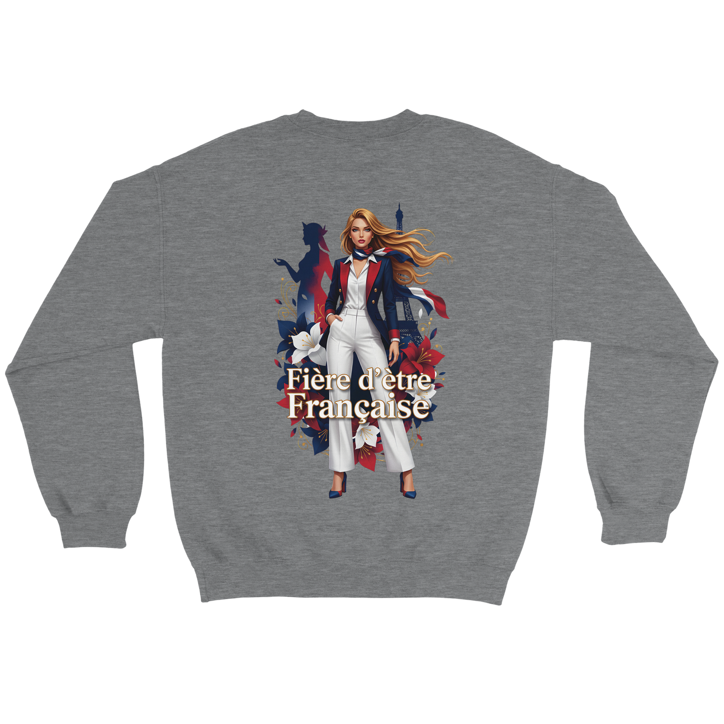 Sweat-shirt femme fière d'être française  Classique Léger et Confortable pour le Printemps