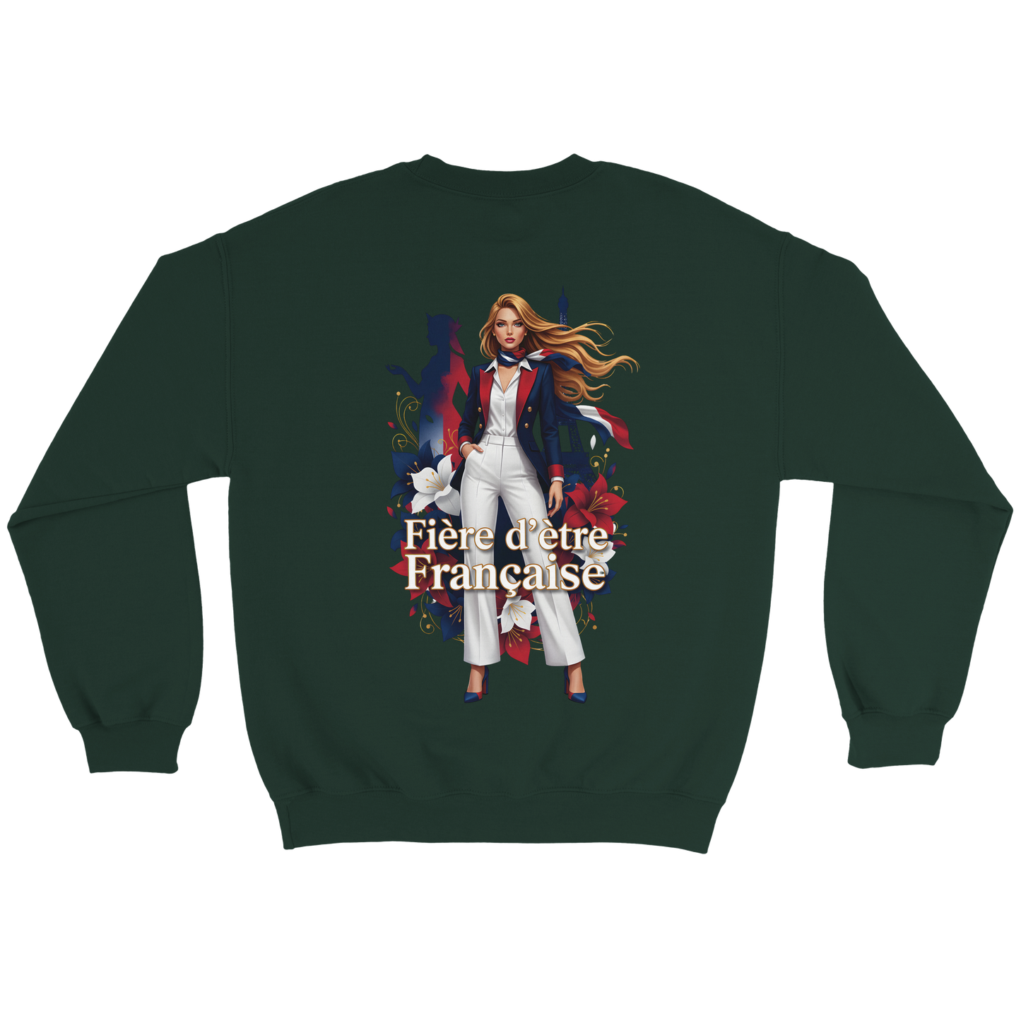 Sweat-shirt femme fière d'être française  Classique Léger et Confortable pour le Printemps