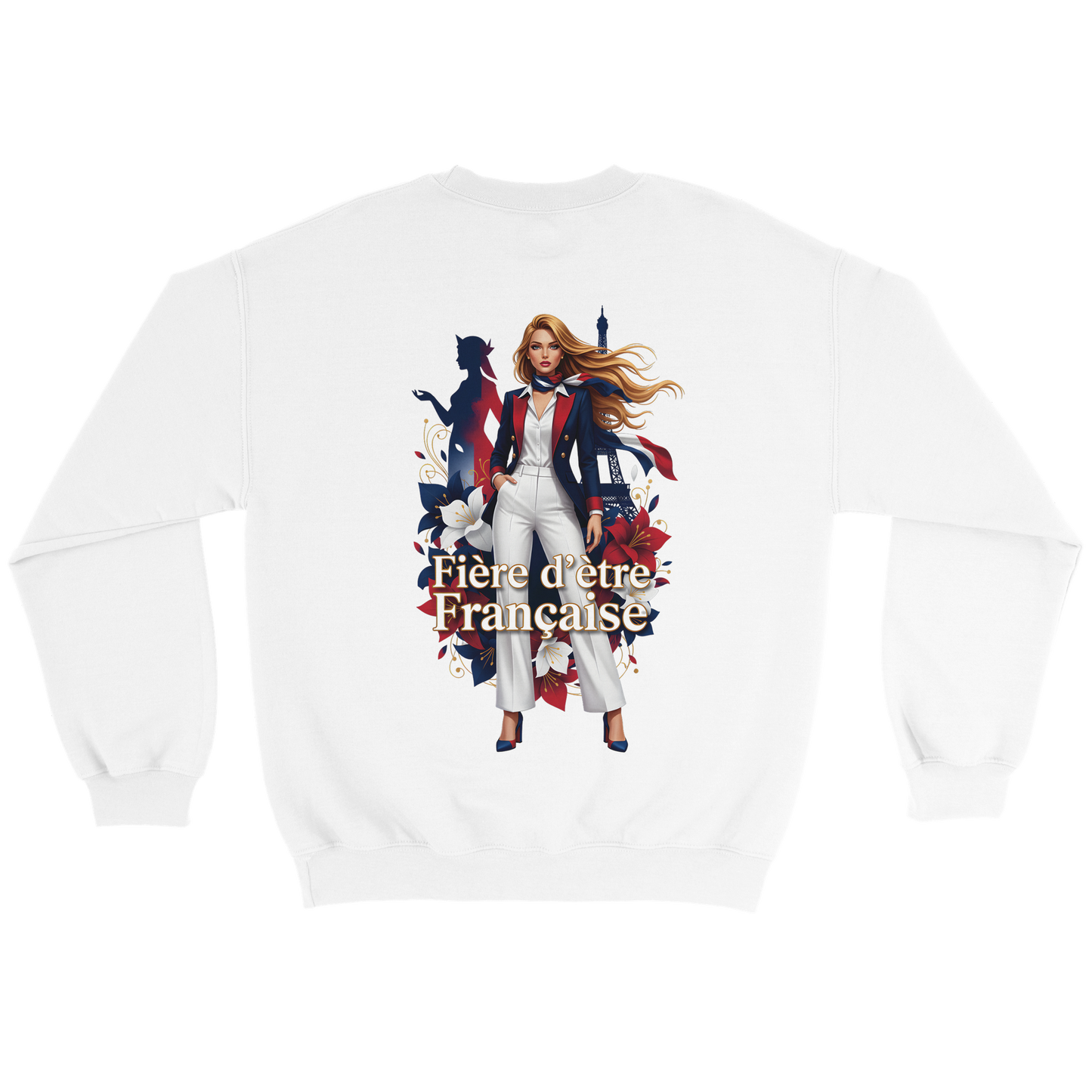 Sweat-shirt femme fière d'être française  Classique Léger et Confortable pour le Printemps