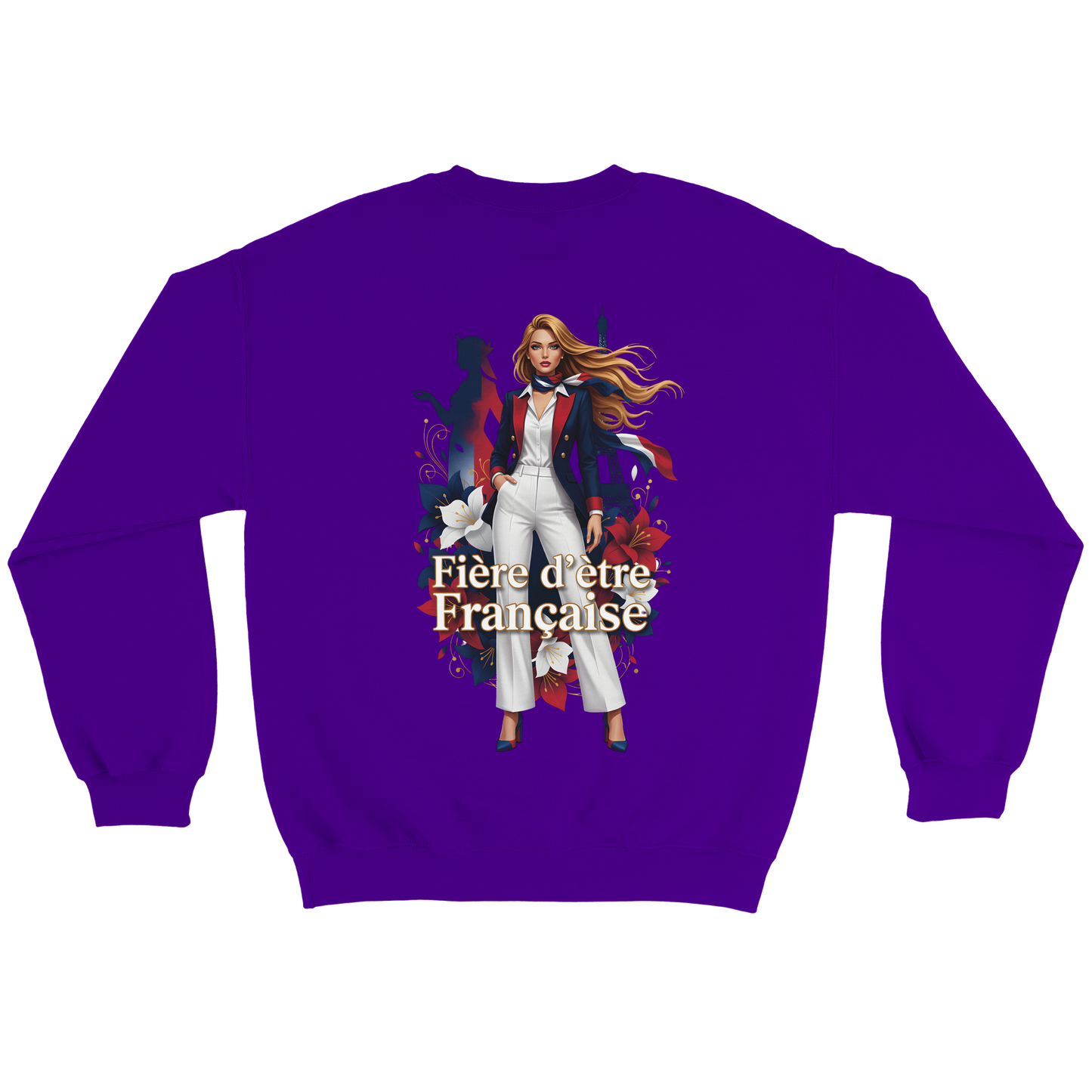 Sweat-shirt femme fière d'être française  Classique Léger et Confortable pour le Printemps