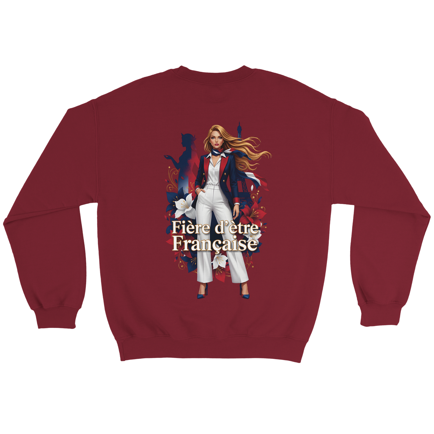 Sweat-shirt femme fière d'être française  Classique Léger et Confortable pour le Printemps