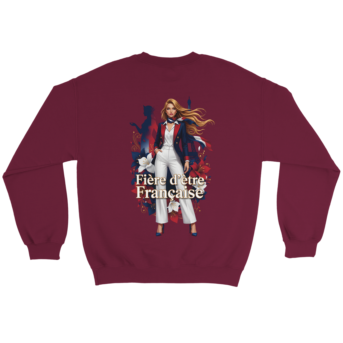 Sweat-shirt femme fière d'être française  Classique Léger et Confortable pour le Printemps