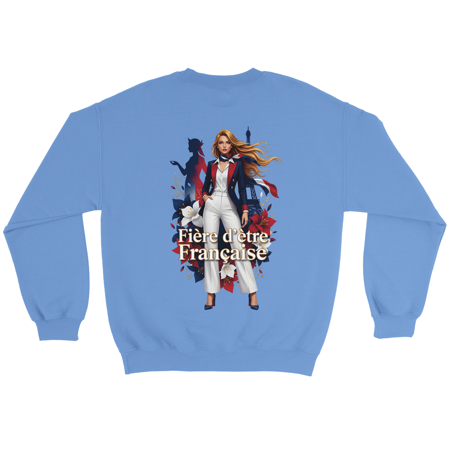 Sweat-shirt femme fière d'être française  Classique Léger et Confortable pour le Printemps