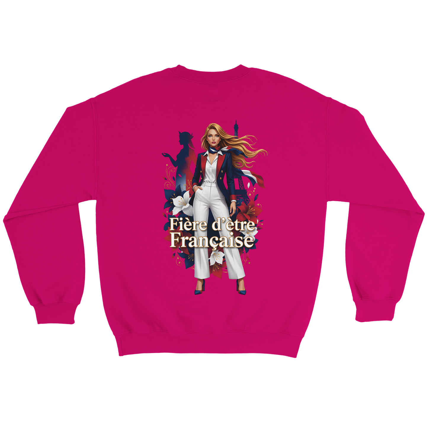 Sweat-shirt femme fière d'être française  Classique Léger et Confortable pour le Printemps