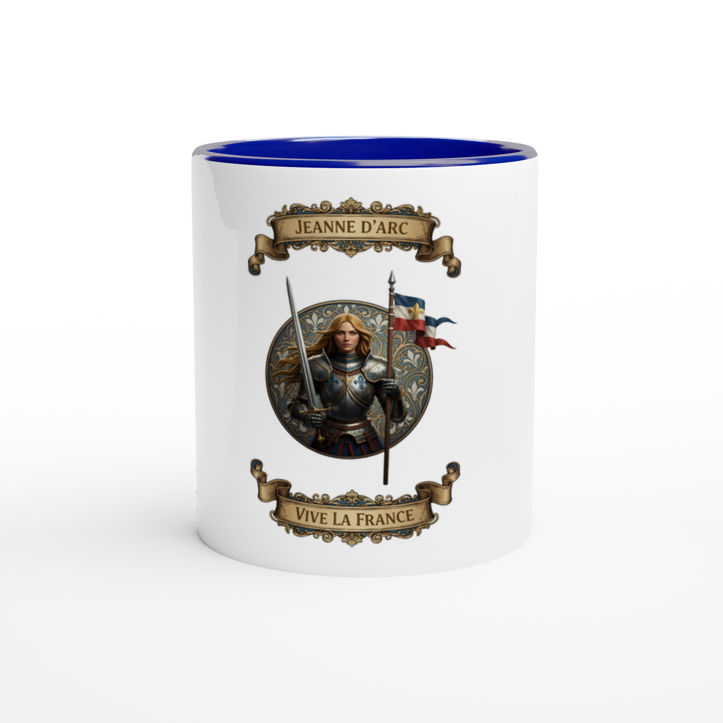 Joan of Arc 325 ml (11 oz) white ceramic mug with colored interior