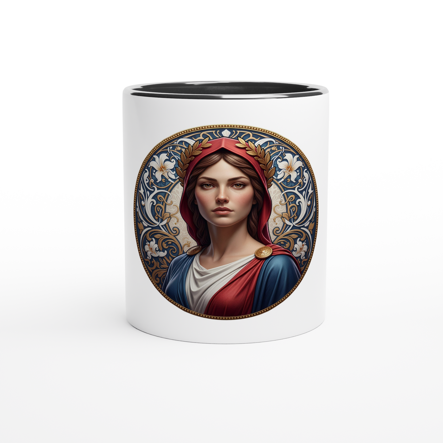 Ceramic Marianne White Mug, 325 ml (11 oz), with colored interior