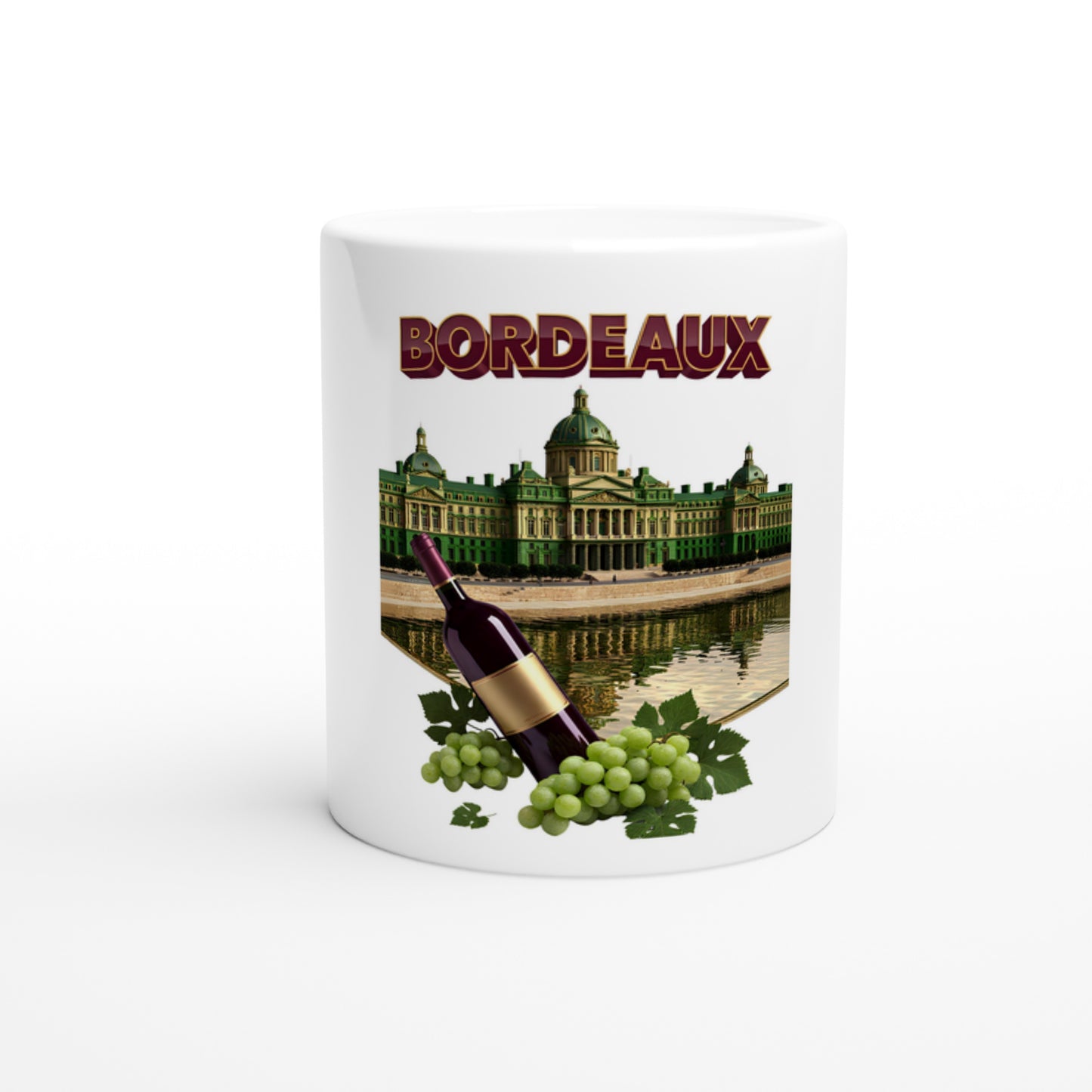 325 ml (11 oz) Burgundy Ceramic Mug, City of France
