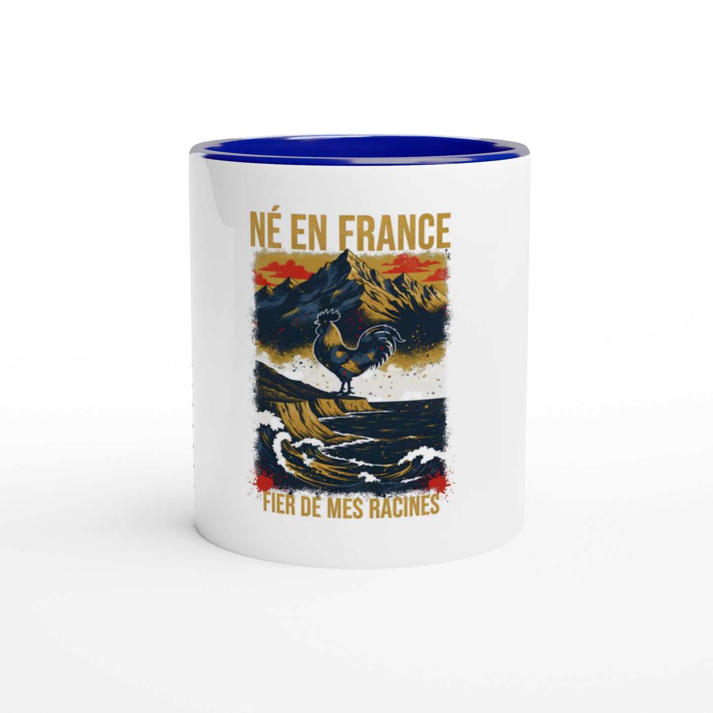 Mug en céramique  né en France  blanche  325 ml (11 oz) avec intérieur coloré