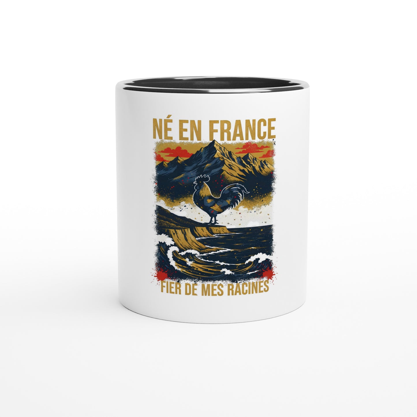 Mug en céramique  né en France  blanche  325 ml (11 oz) avec intérieur coloré