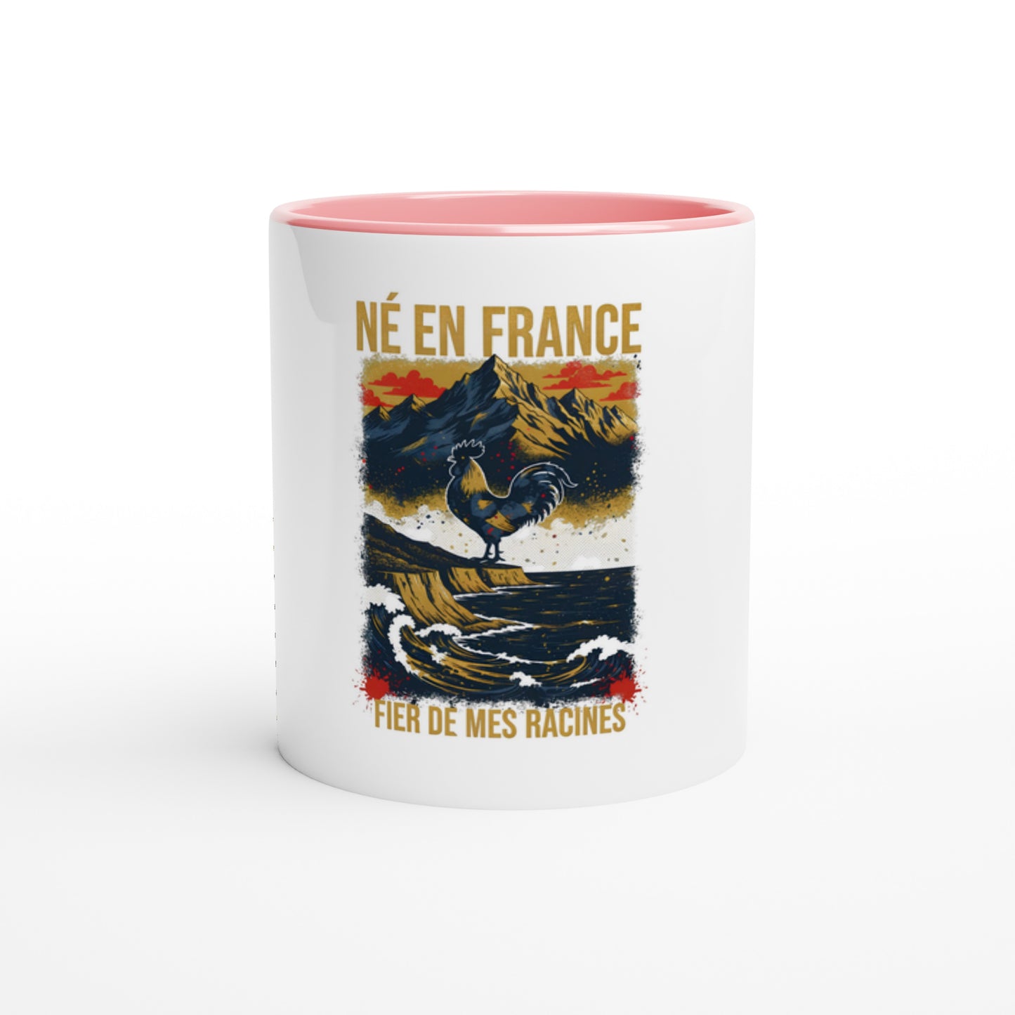 Mug en céramique  né en France  blanche  325 ml (11 oz) avec intérieur coloré
