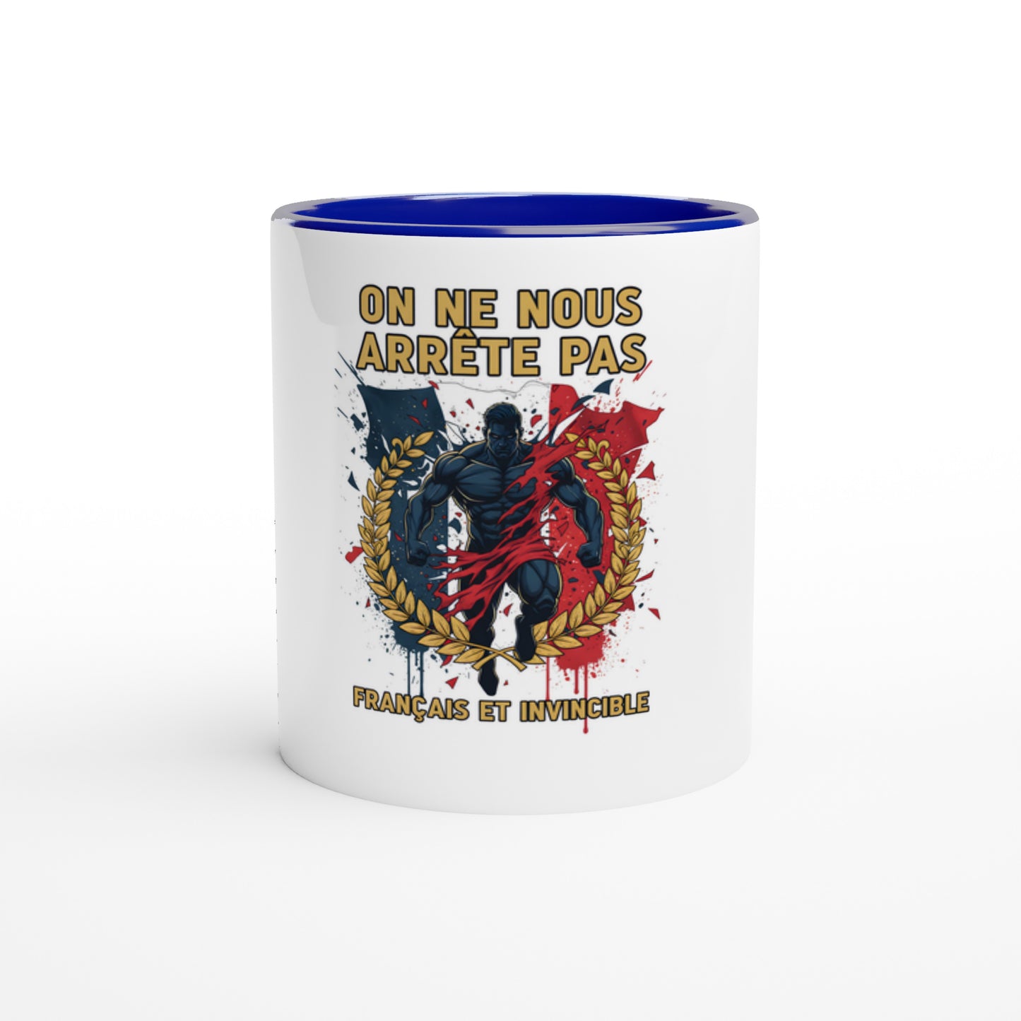 Mug en céramique on nous arrête pas  blanche 325 ml (11 oz) avec intérieur coloré