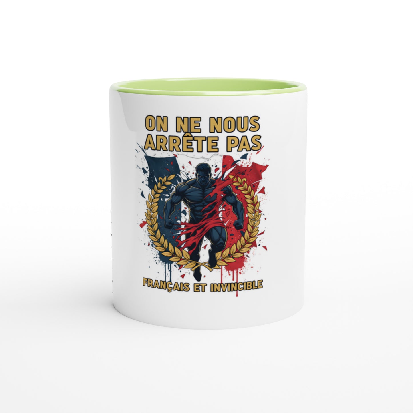 Mug en céramique on nous arrête pas  blanche 325 ml (11 oz) avec intérieur coloré